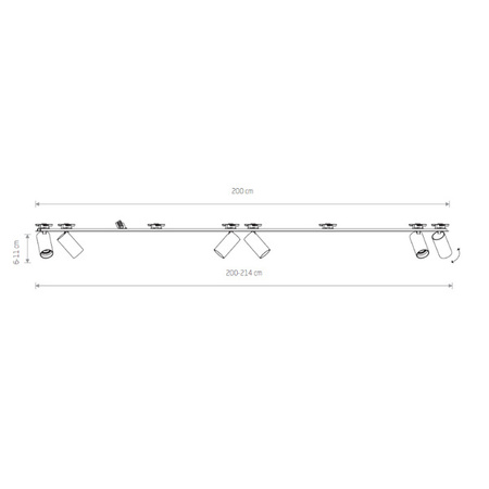 Lampa 6 punktowa podtynkowa MONO SURFACE VI 200cm GU10 | czarny 7837