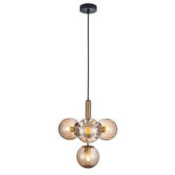 Lampa wisząca RAVENA śr. 43cm 4xE27 | mosiądz/bursztynowy