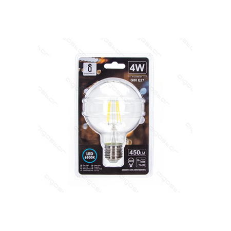 Żarówka LED kulka Filament E27 4W  G80 zimna 6500K