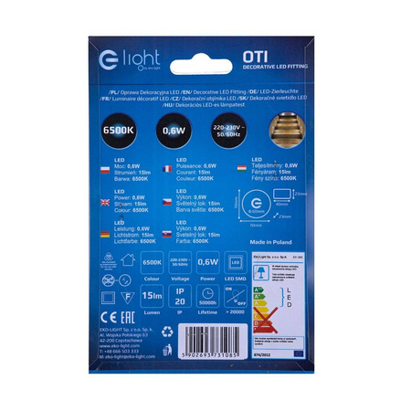Oprawa schodowa 0,6W OTI zimna 6500K