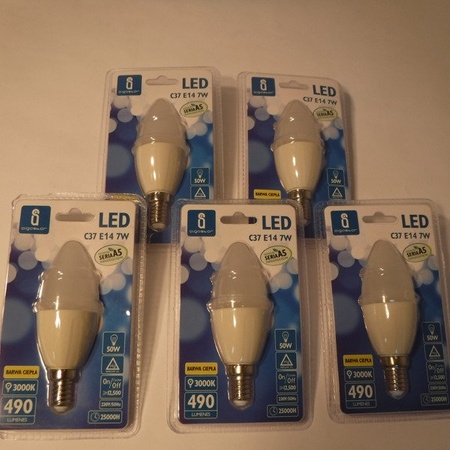 Żarówka LED E14 7W ciepła 3000K świeczka C37