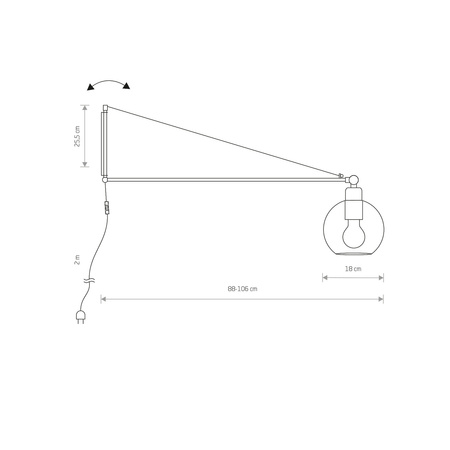 Kinkiet na ramieniu CRANE szer 93cm