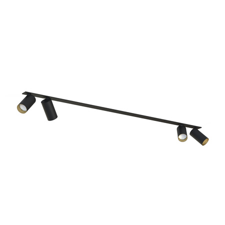 Lampa 4 punktowa podtynkowa MONO SURFACE IV szer. 118cm GU10 | czarny złoty 7692