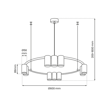 Lampa wisząca (koło) GENESIS BLACK GOLD 10xGU10