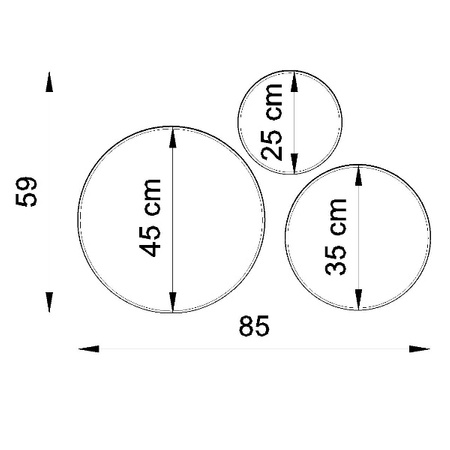 Plafon Arena 45 trzy punktowy stal czarny PVC 15W LED, SL.0124