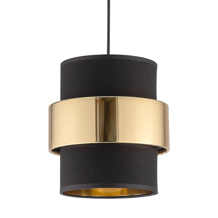 Lampa wisząca abażur z materiału do biura i domu CALISTO | czarny złoty 4377