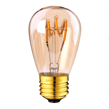 Żarówka amber LED E27 ST14 0,5W filament SPIRALA VINTAGE | barwa ciepła