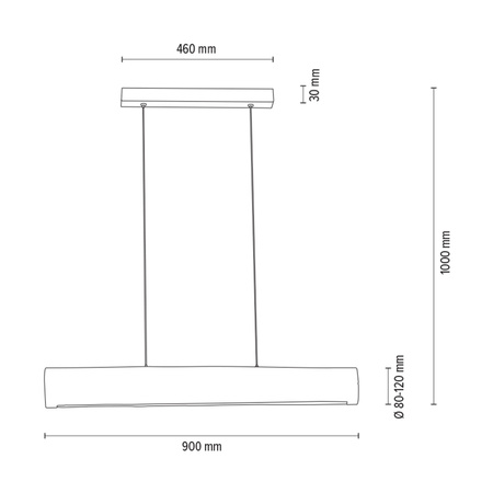Lampa Wisząca Lucas 1xLED Samsung 24V Zintegrowana 2380lm 3000K 25,5W Bejcowana Sosna Szara/Czarny Metal/Przezroczysty Kabel PCV ze ściemniaczem dotykowym 69470104