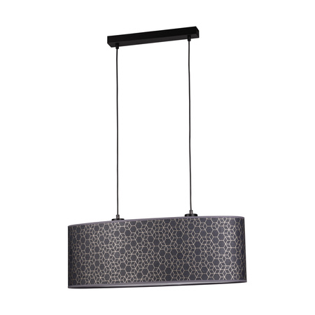 Lampa Wisząca Galance 2xE27 Max.40W Czarny Metal/Czarny Kabel Tkaninowy/Czarno-Złoty Klosz Tapety 1026021310625