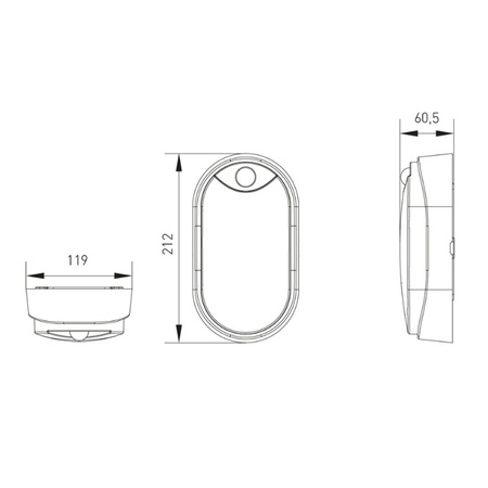 Lampa ścienna LED DITA OVAL 14W IP54 IK10 czujnik ruchu PIR | czarny