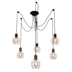 VERIN LAMPA WISZĄCA 6X60W E27 CZARNY / MIEDŹ