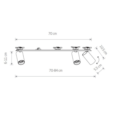 Lampa punktowa podtynkowa MONO SURFACE III szer. 70cm GU10 | biały 7830