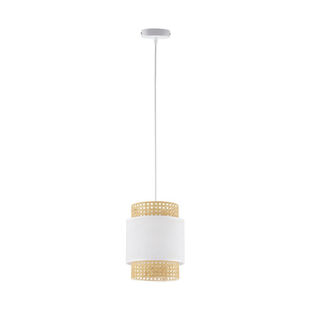 Lampa wisząca rattanowa abażur do salonu BOHO WHITE szer. 20cm | biały 6528