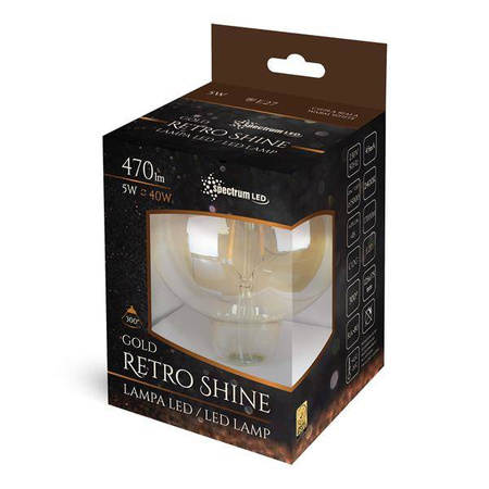 Żarówka LED glob G125 E27 230V 5W COG RETROSHINE ciepła 2400K