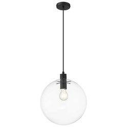 Lampa wisząca PUERTO, śr. 30cm, czarna z transparentnym kloszem, 1x50W E27