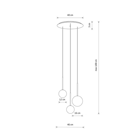 Lampa wisząca KARO III 100cm 3xG9 | czarny/złoty 10304