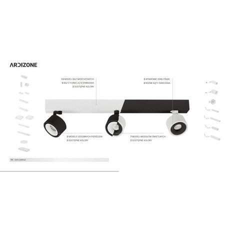 Lampa ARDIZONE TRACK S75 TR S 9,2W ciepła 3000K wys.4,5cm | czarny