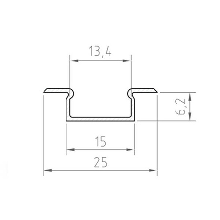 Profil LED P6-2 wpuszczany 200cm szer. 13mm | do osłonek C13 | srebrny
