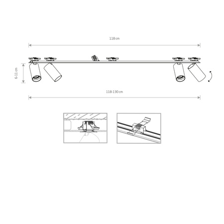 Lampa 4 punktowa podtynkowa MONO SURFACE IV szer. 118cm GU10 | biały 7831