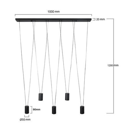 Lampa wisząca Toledo 5xGU10 czarna LP-432/5P BK