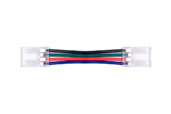Złącze taśmy LED 10mm z przewodem dwustronne transparentne 4pin 3.5A