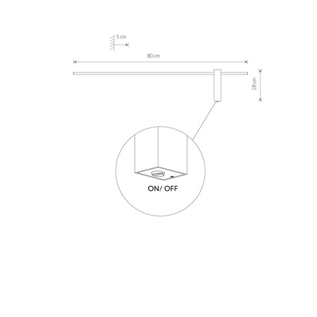 Kinkiet MOTIVE LED M 80cm 11W barwa ciepła 3000K | czarny