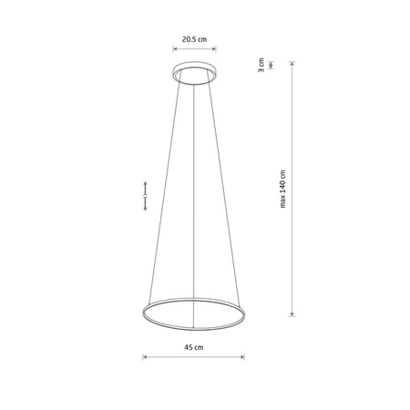 Lampa wisząca CIRCOLO LED szer. 45cm 18W barwa ciepła 3000K | czarny