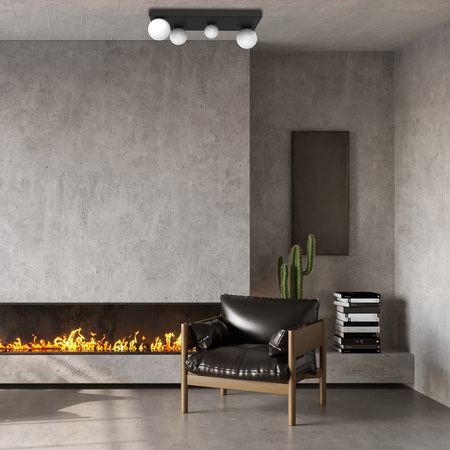 Nowoczesna lampa sufitowa BIBIONE, MLP8391, czarna z białymi kloszami, 4x25W G9