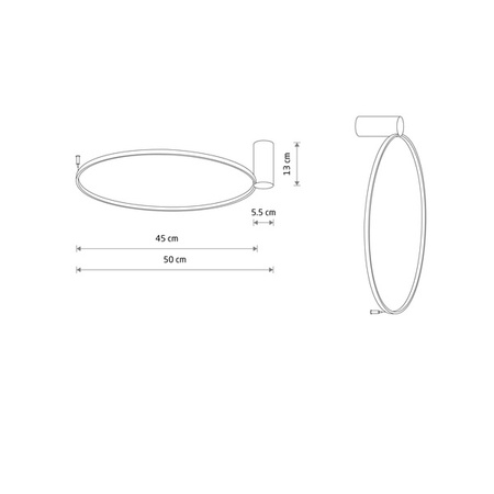  Kinkiet/lampa sufitowa CIRCOLO LED CH-45 18W barwa ciepłą 3000K | czarny