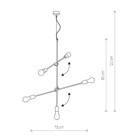 Designerska lampa wisząca STICKS V złota śr. 73cm 9076