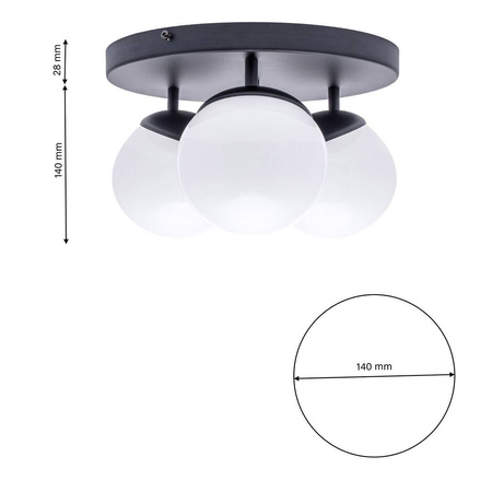 Lampa sufitowa nowoczesna szklana kula plafon SFERA III czarny/biały śr. 35cm