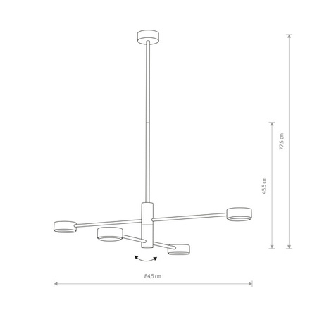 Plafon wewnętrzny do salonu ORBIT IV GX53 8W LED wys. 45-77cm | czarny 7945