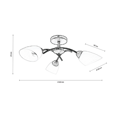 Lampa Sufitowa Viletta 3xE27 Max.60W Patyna Metal/Białe Szkło 8141311