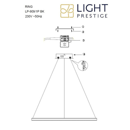 Lampa wisząca RING, średnia, czarna, 40W LED, barwa ciepła 3000K