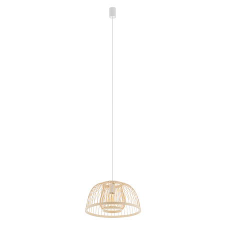 Lampa wisząca KRABI szer. 40cm E27 | naturalne drewno/biały