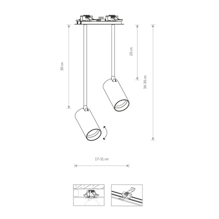 Lampa podtynkowa reflektor MONO SURFACE LONG II dł. 31cm 2xGU10 | biały 7736