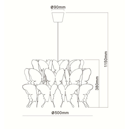 Lampa FARFALLA różowa 50cm