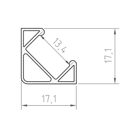 Profil LED P3-1 narożny 45° 200cm | do osłonek C1/C4/C13 | biały