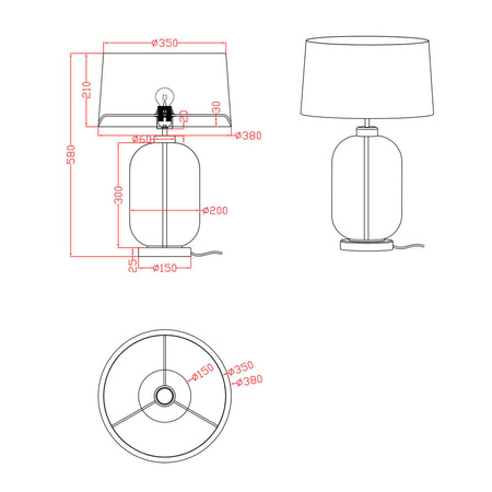 Lampa stołowa Amur 58cm E27 | biały/transparenty
