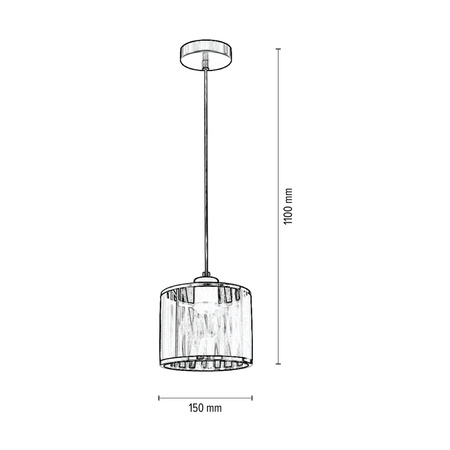 Lampa Wisząca Anina 1xE14 Max.25W Czarny Metal/Przezroczysty Kabel PCV/Czarno-Chromowy Klosz 17930104