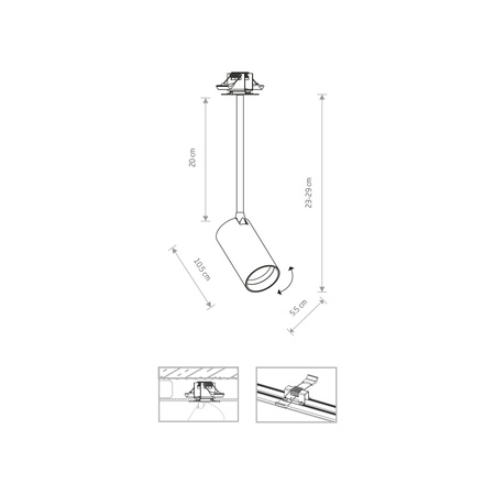 Lampa punktowa podtynkowa MONO SURFACE LONG S 29cm GU10 | biały