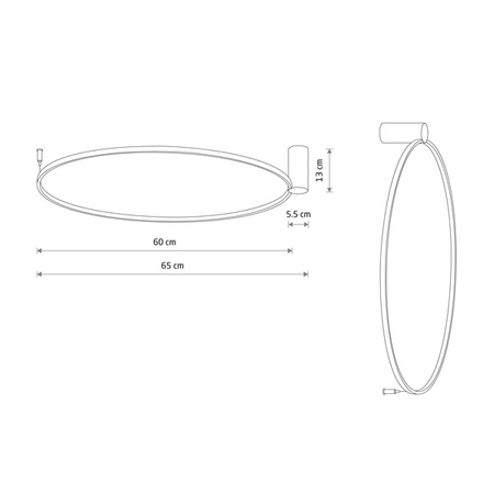 Kinkiet/lampa sufitowa CIRCOLO LED śr. 60cm 21W barwa ciepła 3000K | czarny