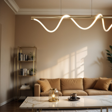 Lampa wisząca Serpente DDXZ004 GŁADKI 120cm LED 55W CCT + pilot | złoty