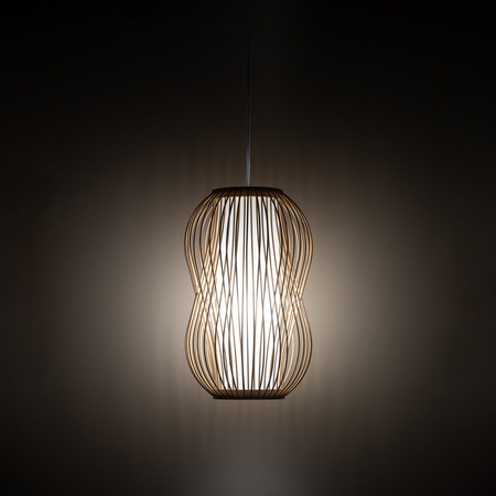 Lampa wisząca PUKET S śr. 21cm E27 | naturalne drewno/biały