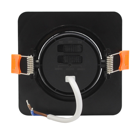 Ruchome kwadratowe oczko podtynkowe Plus czarne LED CCT