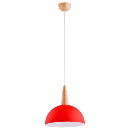 Lampa wisząca zwis FOTYN drewno/czerwony śr. 30cm