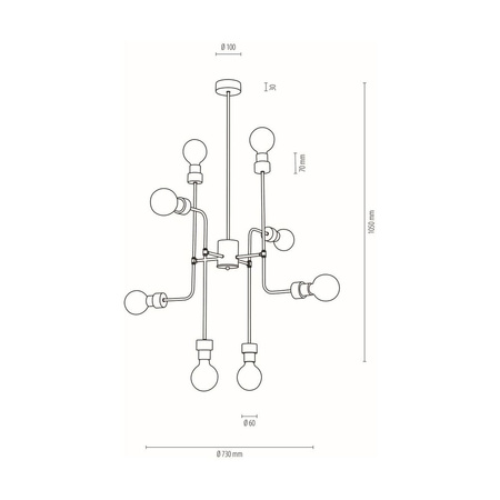 BRITOP lampa wisząca 8 punktowa MONTIX dąb olejowany 9244874 9244874