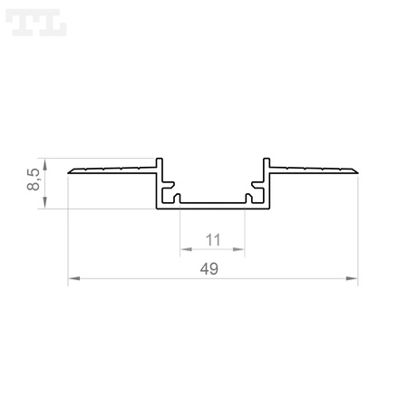Profil LED GK11-4 podtynkowy hermetyczny 200cm szer. 46mm | do osłonek C5 | srebrny