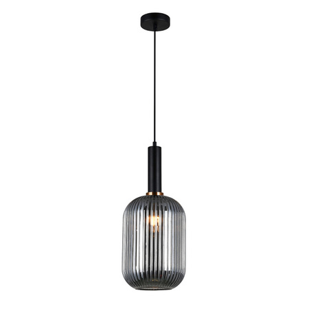 Lampa wisząca ANTIOLA z dymionym kloszem śr. 20cm E27 | czarny