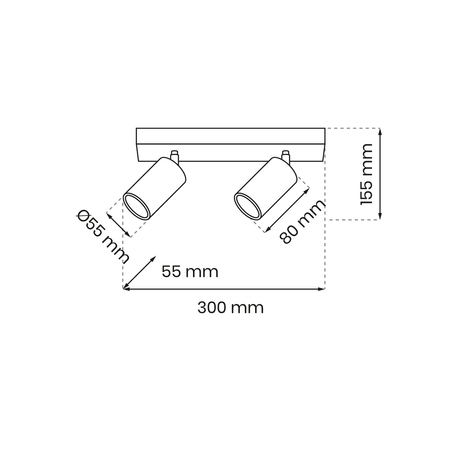 Lampa sufitowa HUDSON, MLP8795, czarna, 2x8W GU10